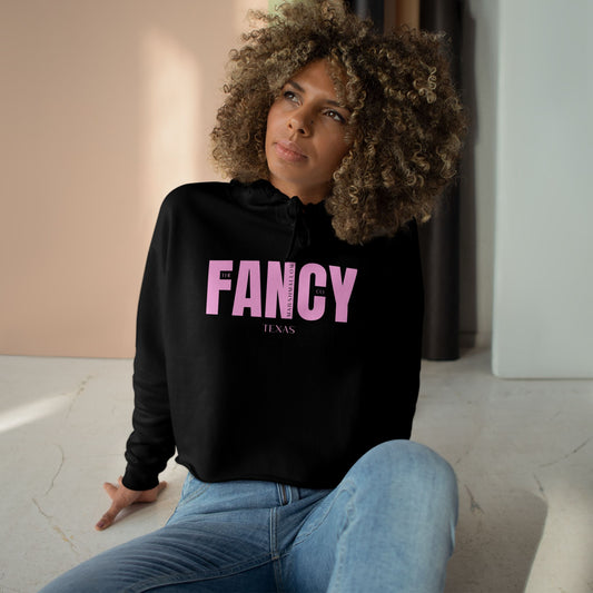 Fancy Cropped Hoodie — Pink Lettering Crop Sweatshirt