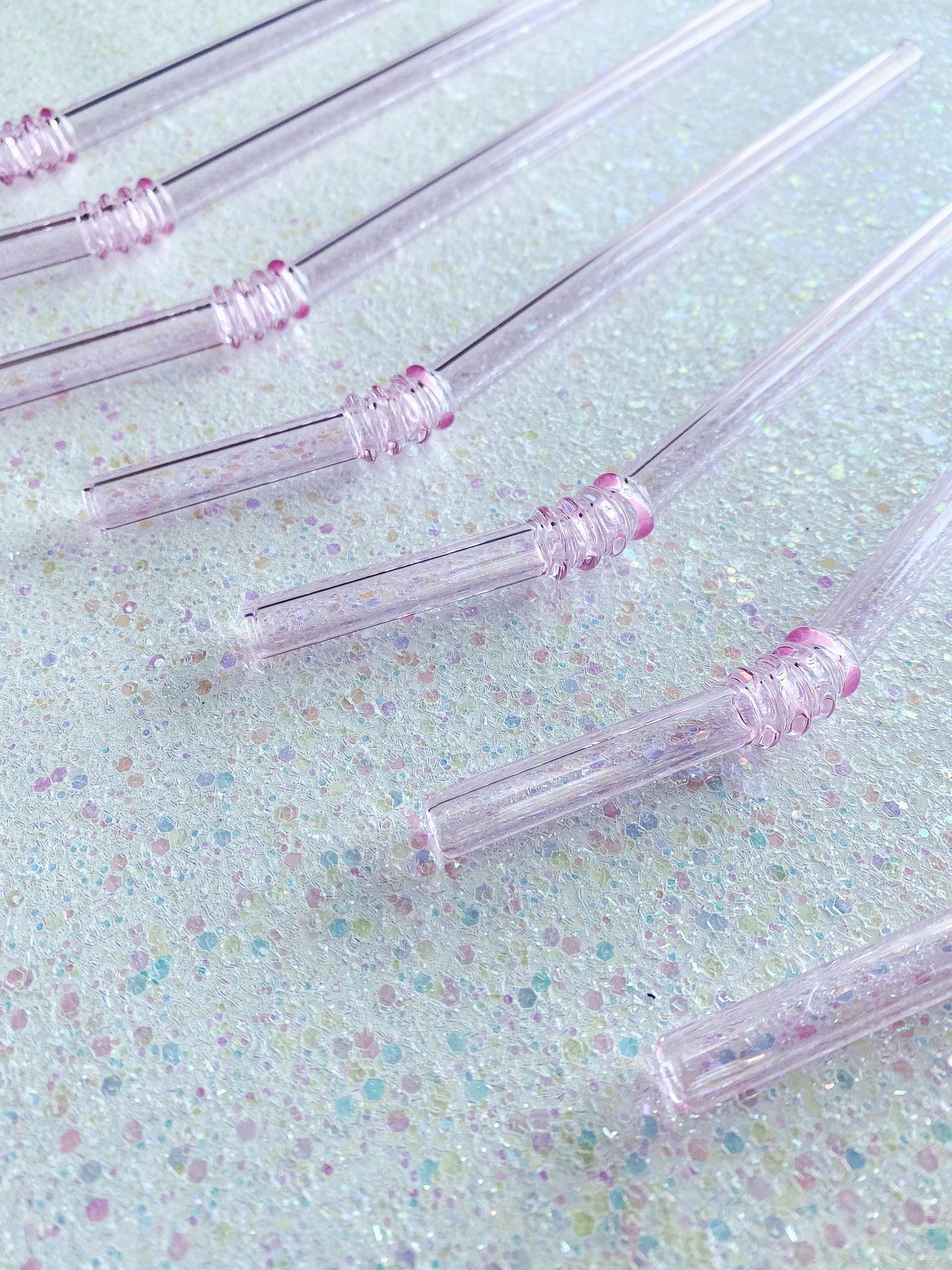 Pink Glass Straw with Pouch