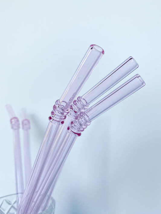 Pink Glass Straw with Pouch