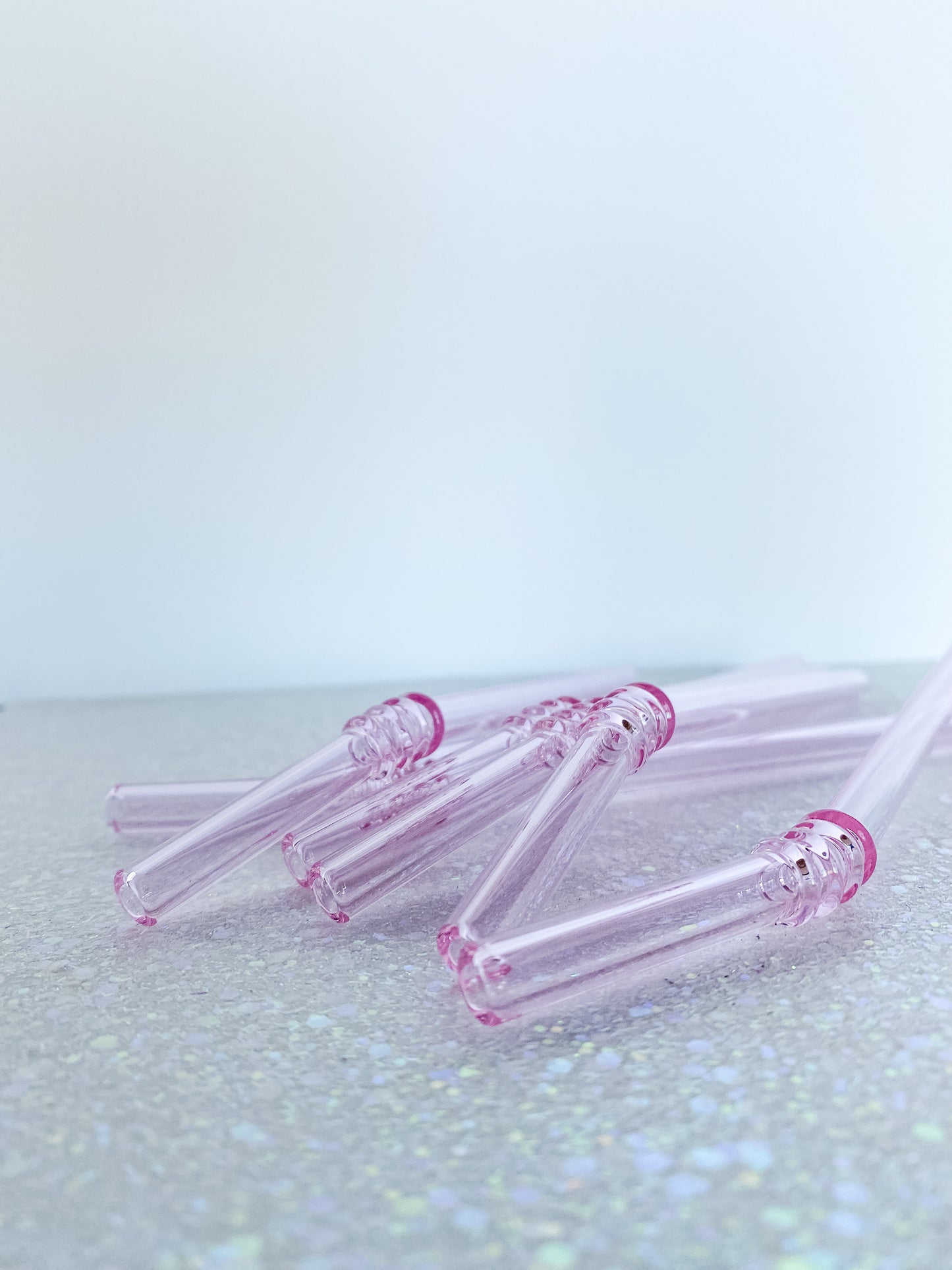 Pink Glass Straw with Pouch